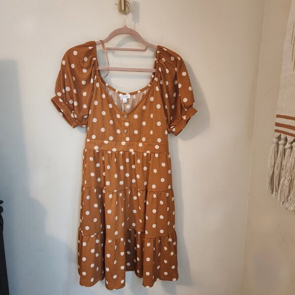 Blu Pepper Dresses & Skirts - Blu Pepper NWT Mustard Yellow Retro Polka Dot Dress Size L (Juniors Fit)